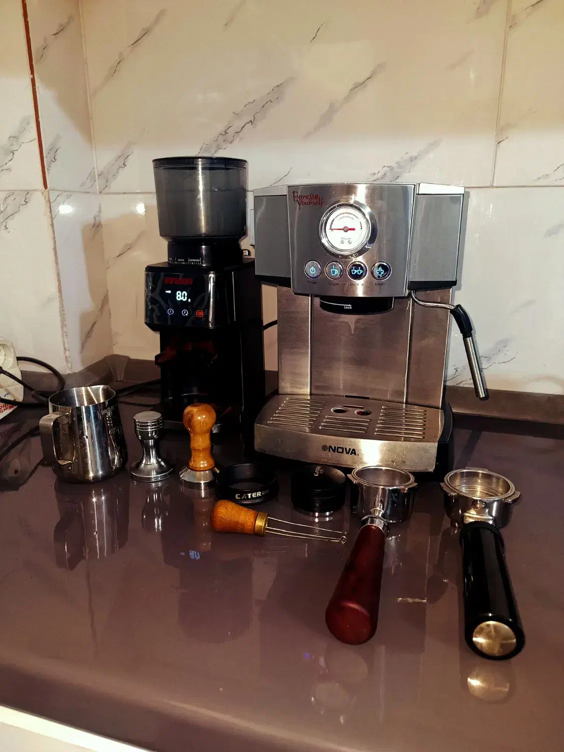 فروش کامل ست اسپرسو ساز قهوه ساز|سماور، چایساز، قهوهساز|ابریشم, |دیوار