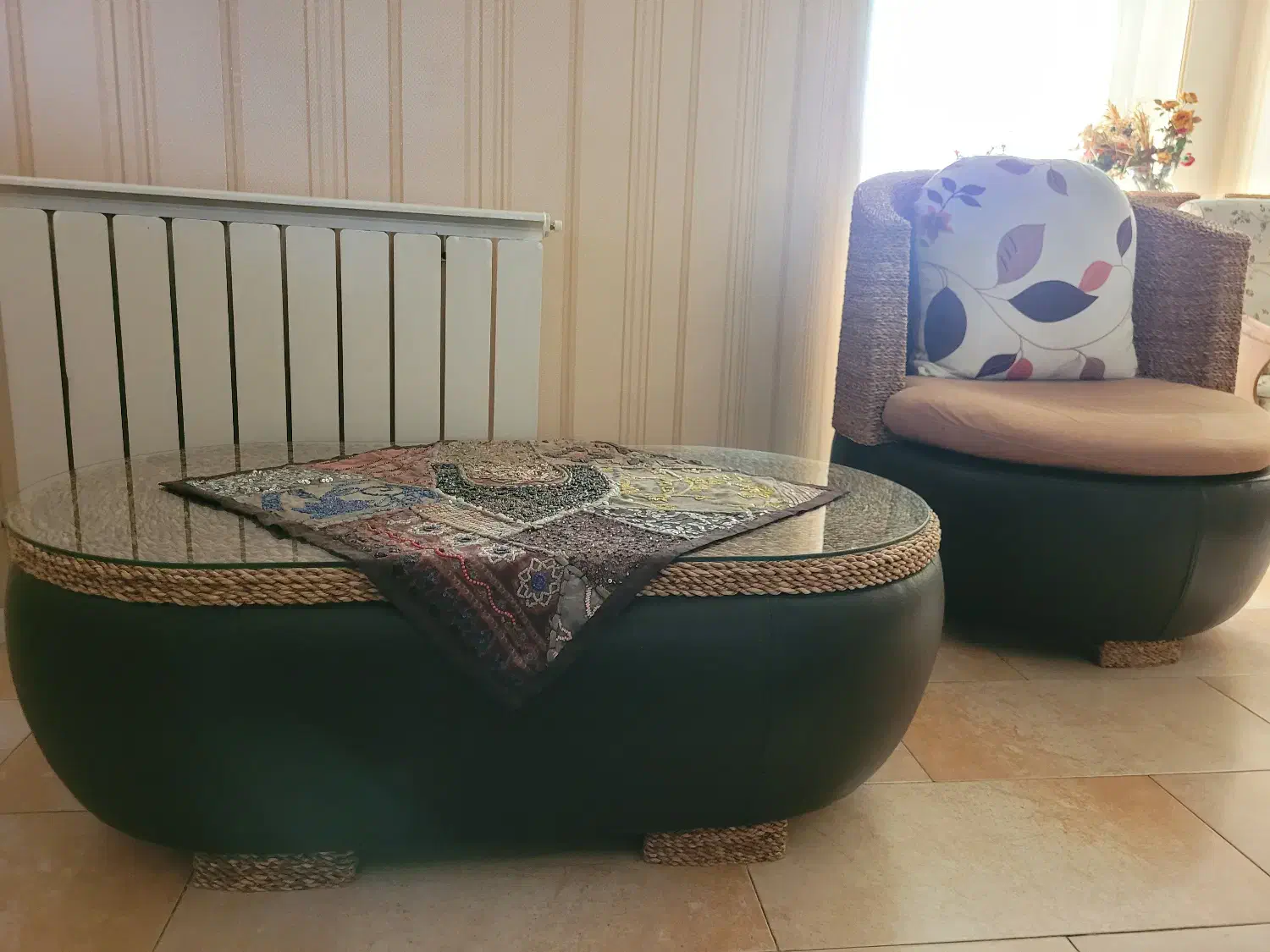 فروش نیم ست مبلمان حصیری و جلو مبلی|مبلمان خانگی و میز عسلی|تهران, شهرک آزمایش|دیوار