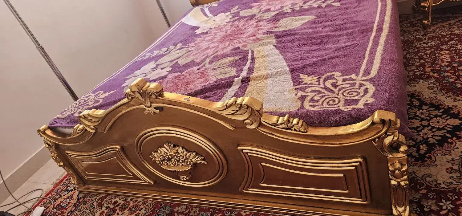 سرویس تخت چوب راش +تشک|تخت و سرویس خواب|کاشمر, |دیوار