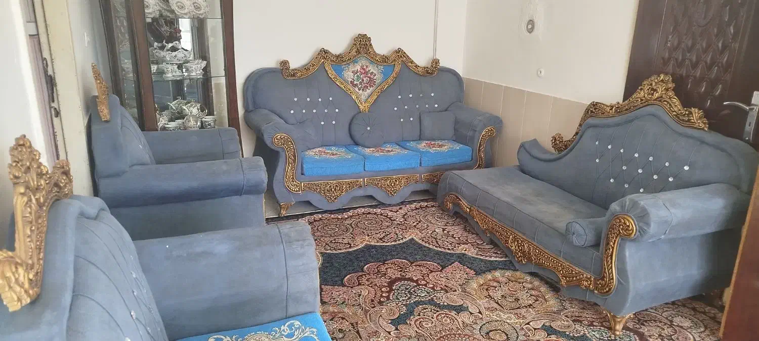 مبل شزلون ۸نفره سالم|مبلمان خانگی و میز عسلی|کاشمر, |دیوار