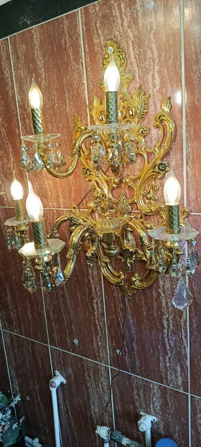 دیواری پنج شعله برنز سنگین قدیمی|کلکسیون اشیاء عتیقه|تکاب, |دیوار