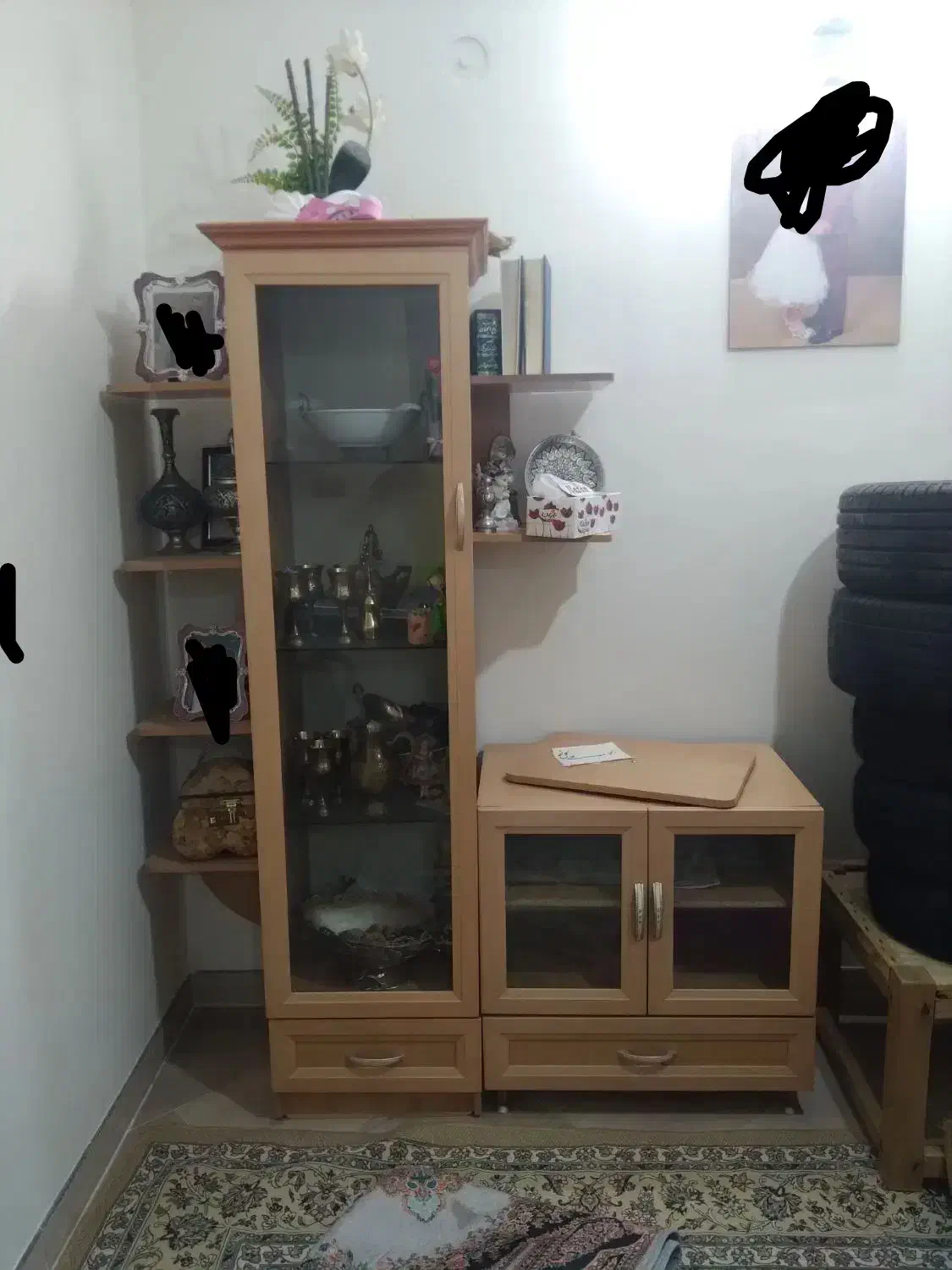 ۲ عدد میز تلویزیون و دکوری ویترین|میز تلویزیون|شازند, |دیوار