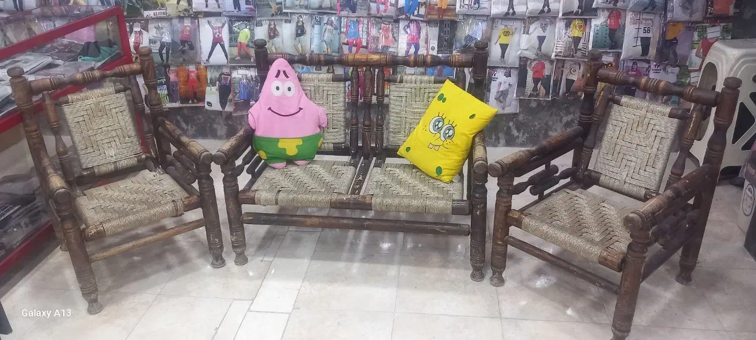 فروش مبل چوبی حصیری|مبلمان خانگی و میز عسلی|خرم‌آباد, |دیوار