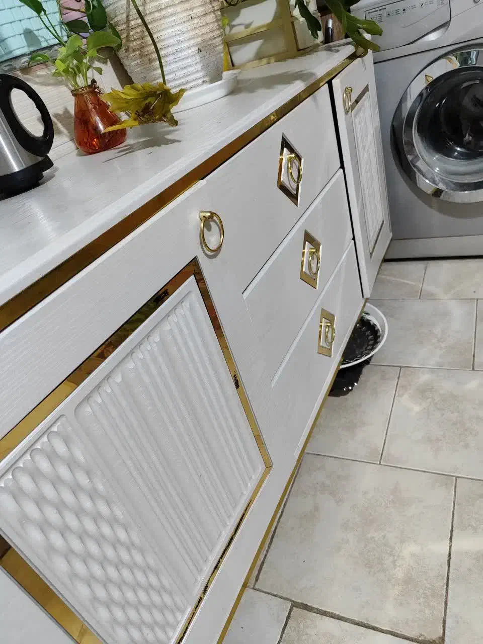 کنسول سفید با دو تا اینه|بوفه، ویترین، کنسول|دماوند, گیلاوند|دیوار