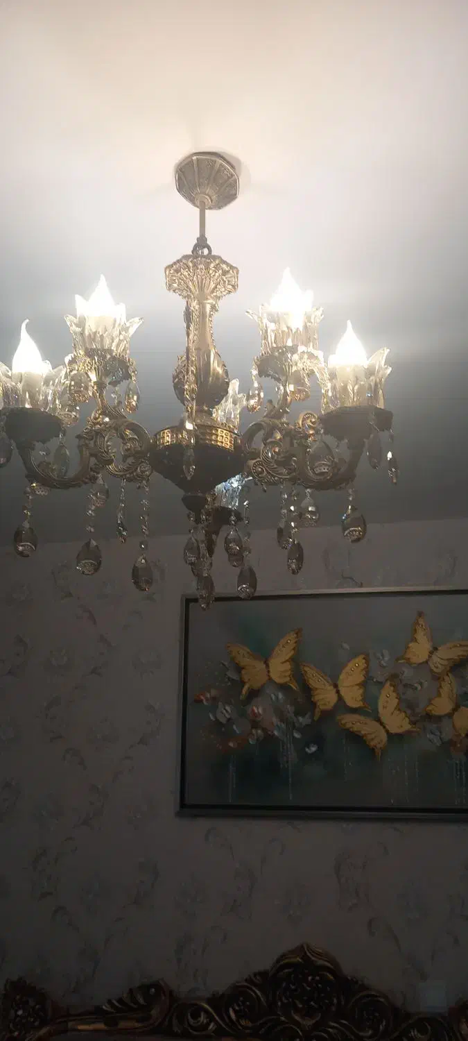 دو عدد لوستر برنز ۶ شاخه|لوستر و چراغ آویز|تویسرکان, |دیوار