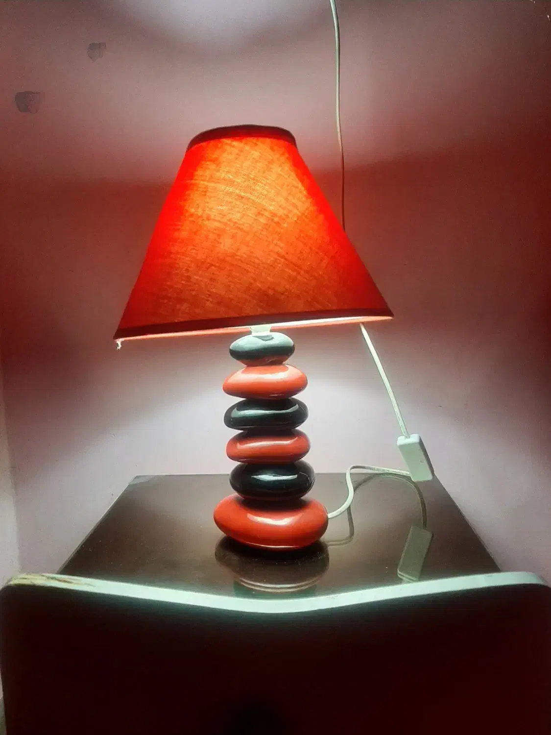 آباژور وگلدان ست طرح سنگی مشکی وقرمز|چراغ خواب و آباژور|تهران, حشمتیه|دیوار