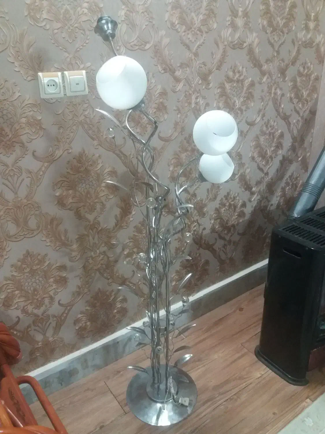 اباژور ایستاده استیل  پنج شاخه|چراغ خواب و آباژور|قوچان, |دیوار