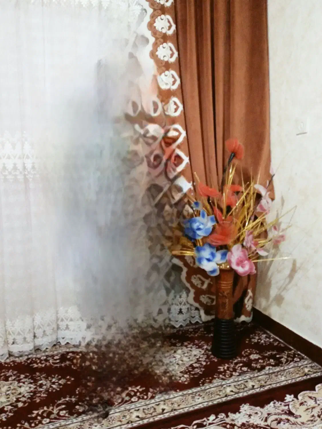 پرده پذیرایی به همراه کتیبه|پرده، رانر، رومیزی|لنجان, |دیوار