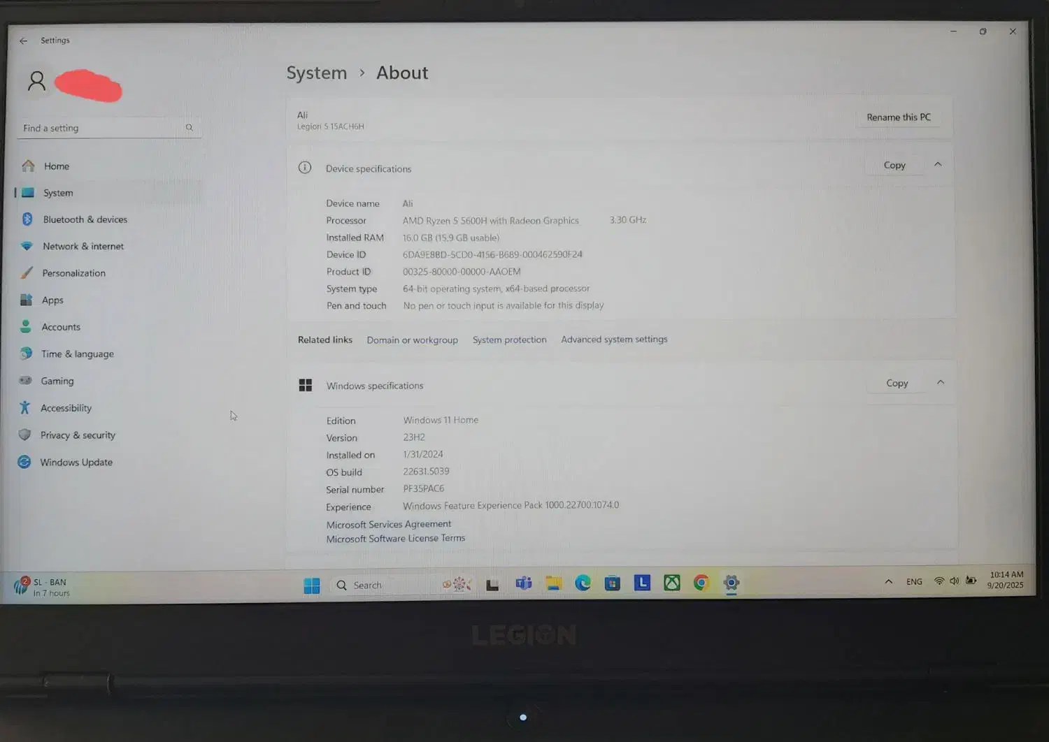 لپ تاپ لنوو  لژیون ۵، گیمینگ، گرافیک RTX 3070|رایانه همراه|تهران, اقدسیه|دیوار
