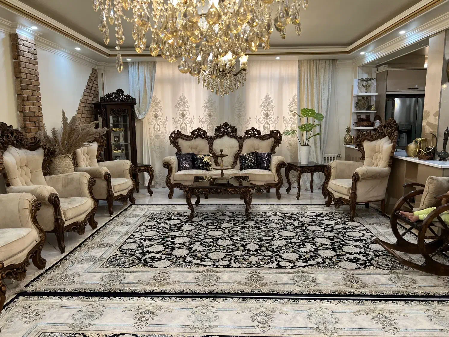 مبلمان سبک استیل هفت نفره تمام چوب راش پارچه ترک|مبلمان خانگی و میز عسلی|تهران, بهمن یار|دیوار