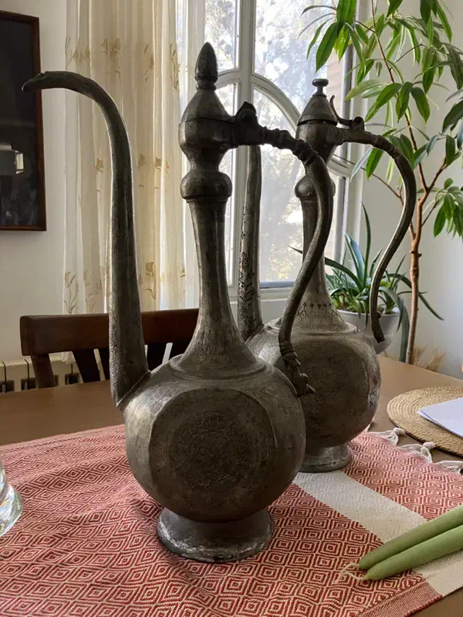 دو عدد آفتابه مسی قلمکار قدیمی|کلکسیون اشیاء عتیقه|تهران, فردوسی|دیوار