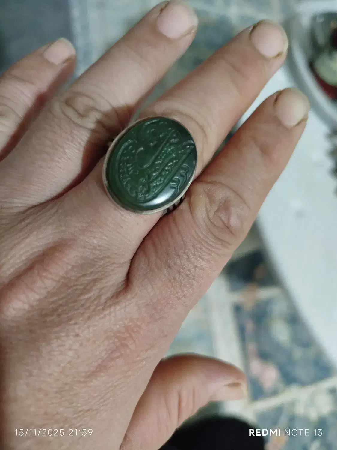 انگشتر عقیق سبز قدیمی|جواهرات|قم, شهرک امام حسین|دیوار
