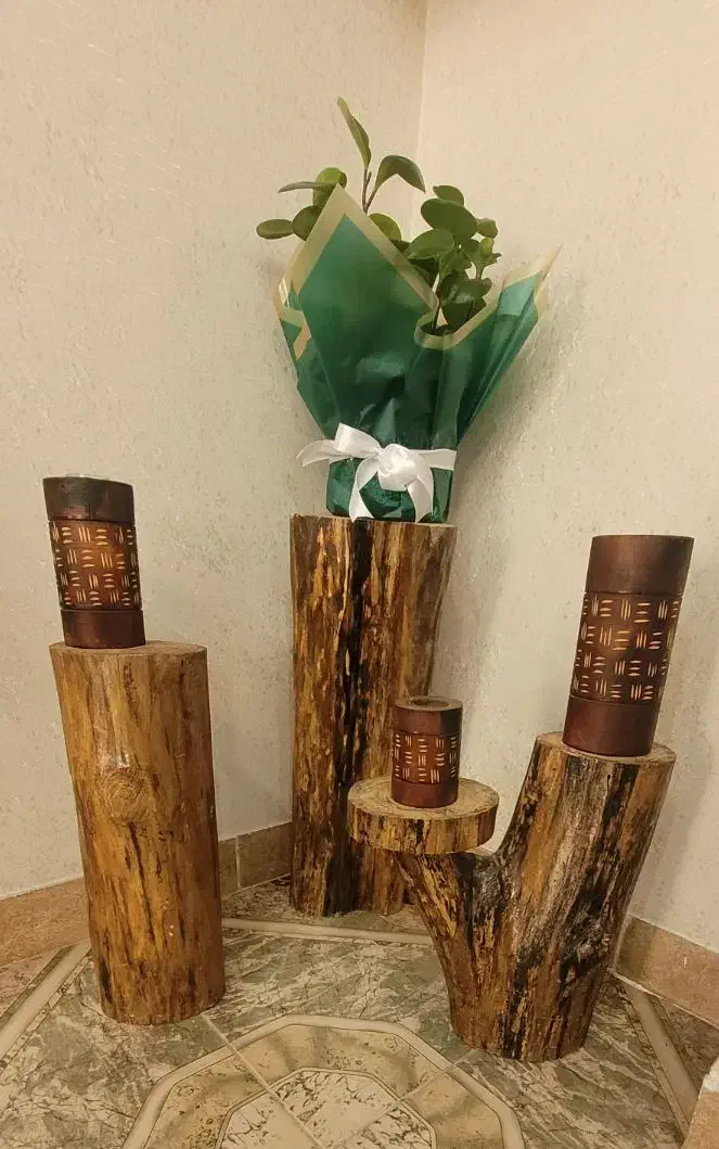 پایه گلدان تنه درخت|صنایع دستی و سایر لوازم تزئینی|رودسر, |دیوار