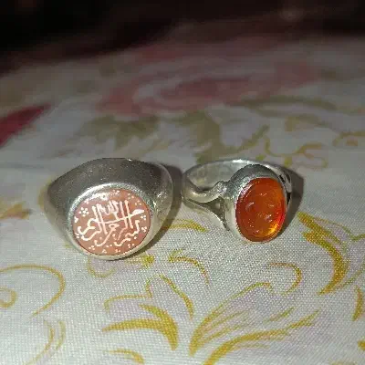 دو عدد انگشتر خطی عقیق یمنی|جواهرات|اردبیل, |دیوار