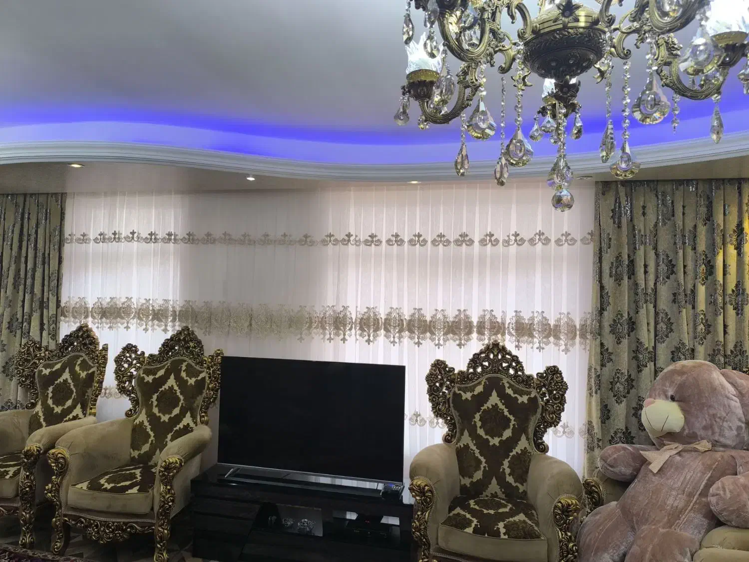 پرده توری با والان درحد نو با طرح زیبا فوری|پرده، رانر، رومیزی|تبریز, |دیوار