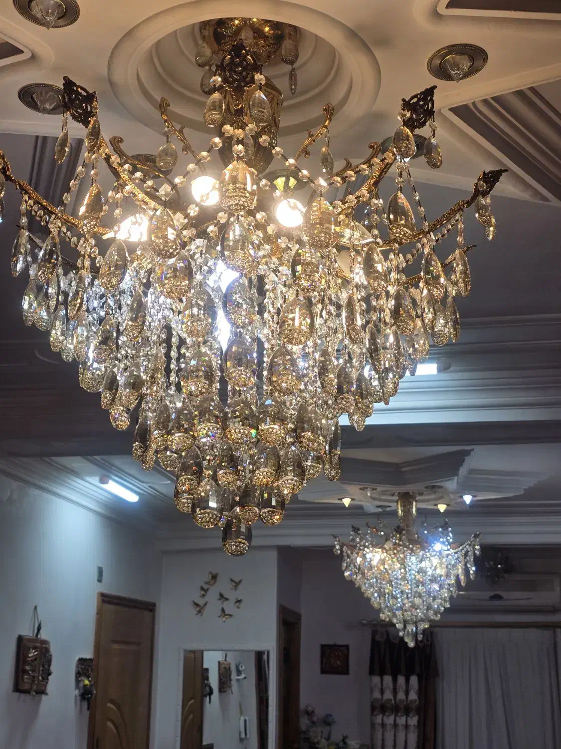 لوستر برنزی ۱۵شعله|لوستر و چراغ آویز|فومن, |دیوار