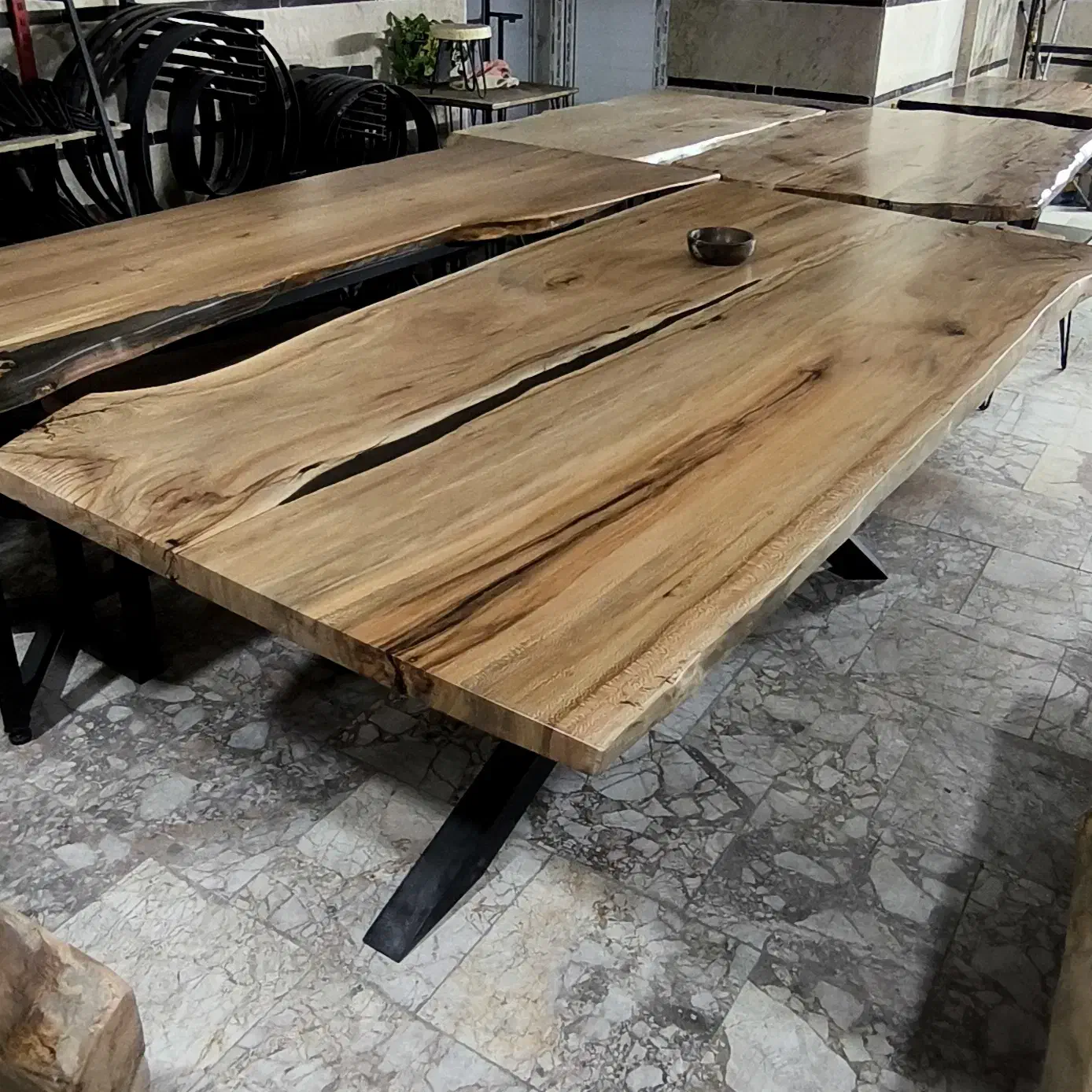 روستیک چوب چنار و فلز میز نهارخوری ده نفره|میز و صندلی غذاخوری|تهران, شهرک شریفی|دیوار