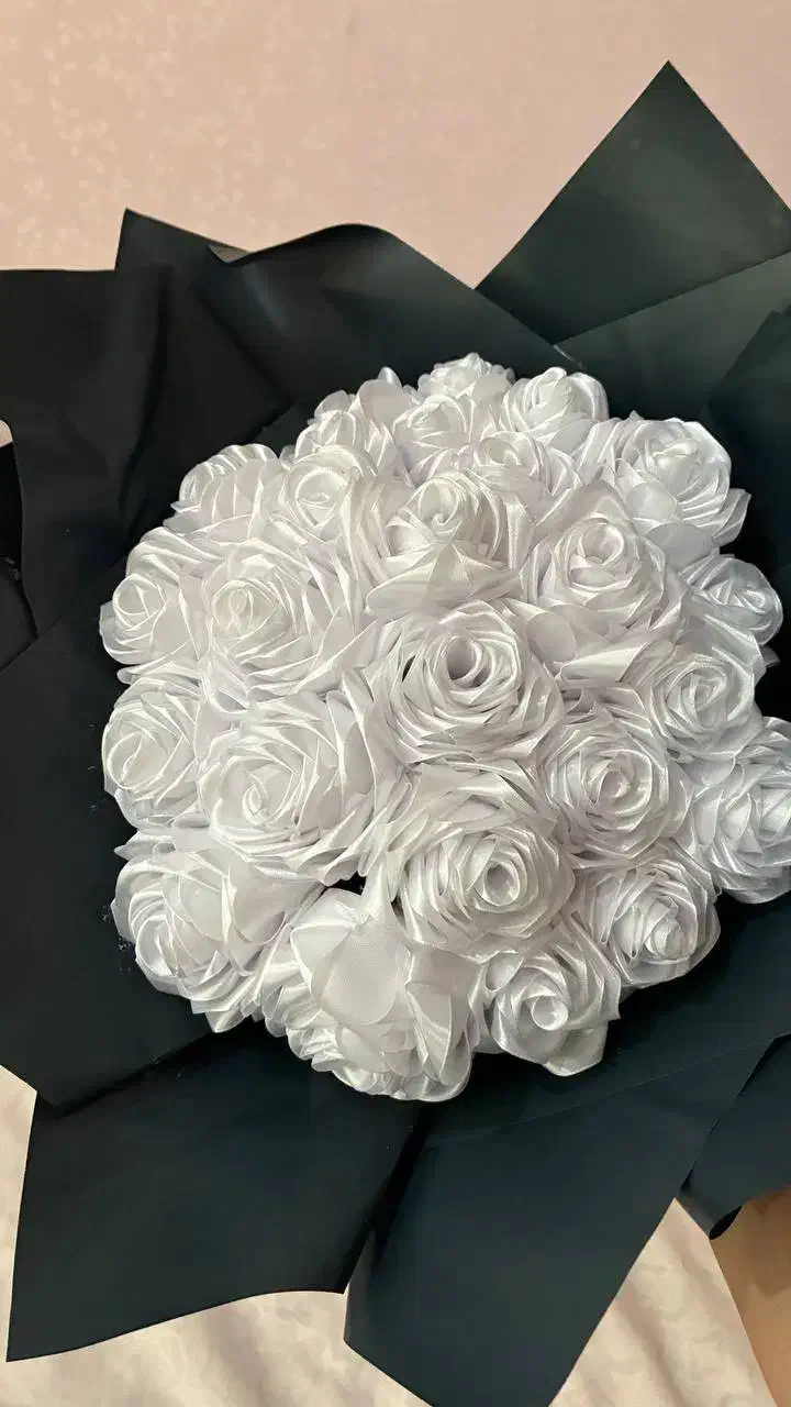 دسته گل روبانی سفید 25عددی|گل مصنوعی|مشهد, ایثار|دیوار