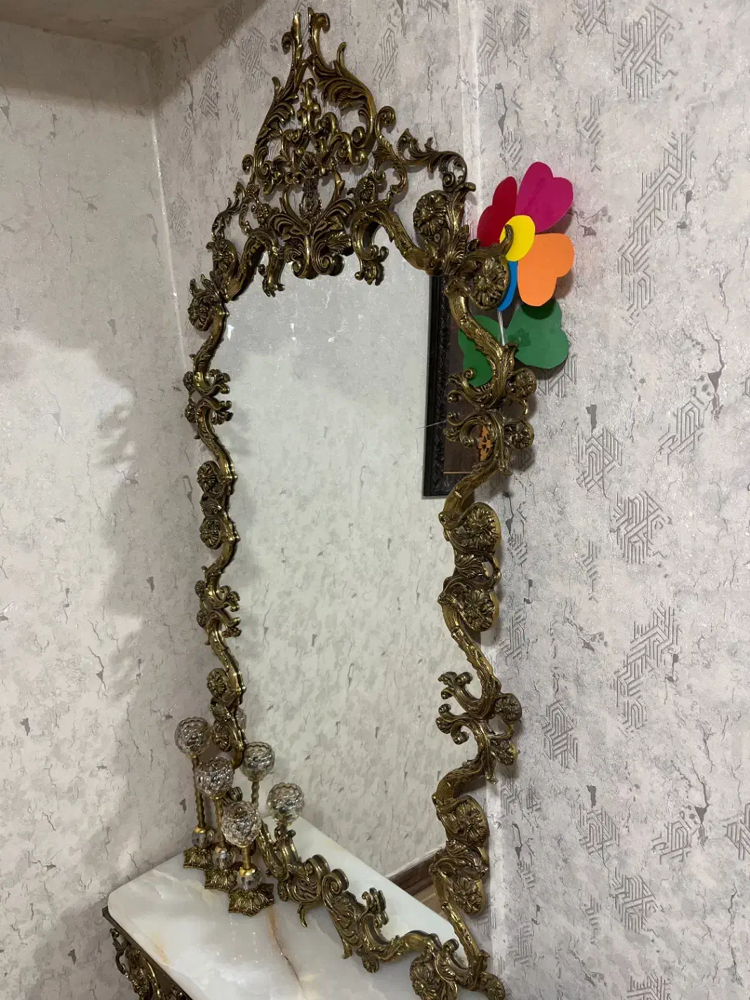 آیینه کنسول و ساعت برنز|مبلمان خانگی و میز عسلی|اسلام‌شهر, شهرک قائمیه|دیوار