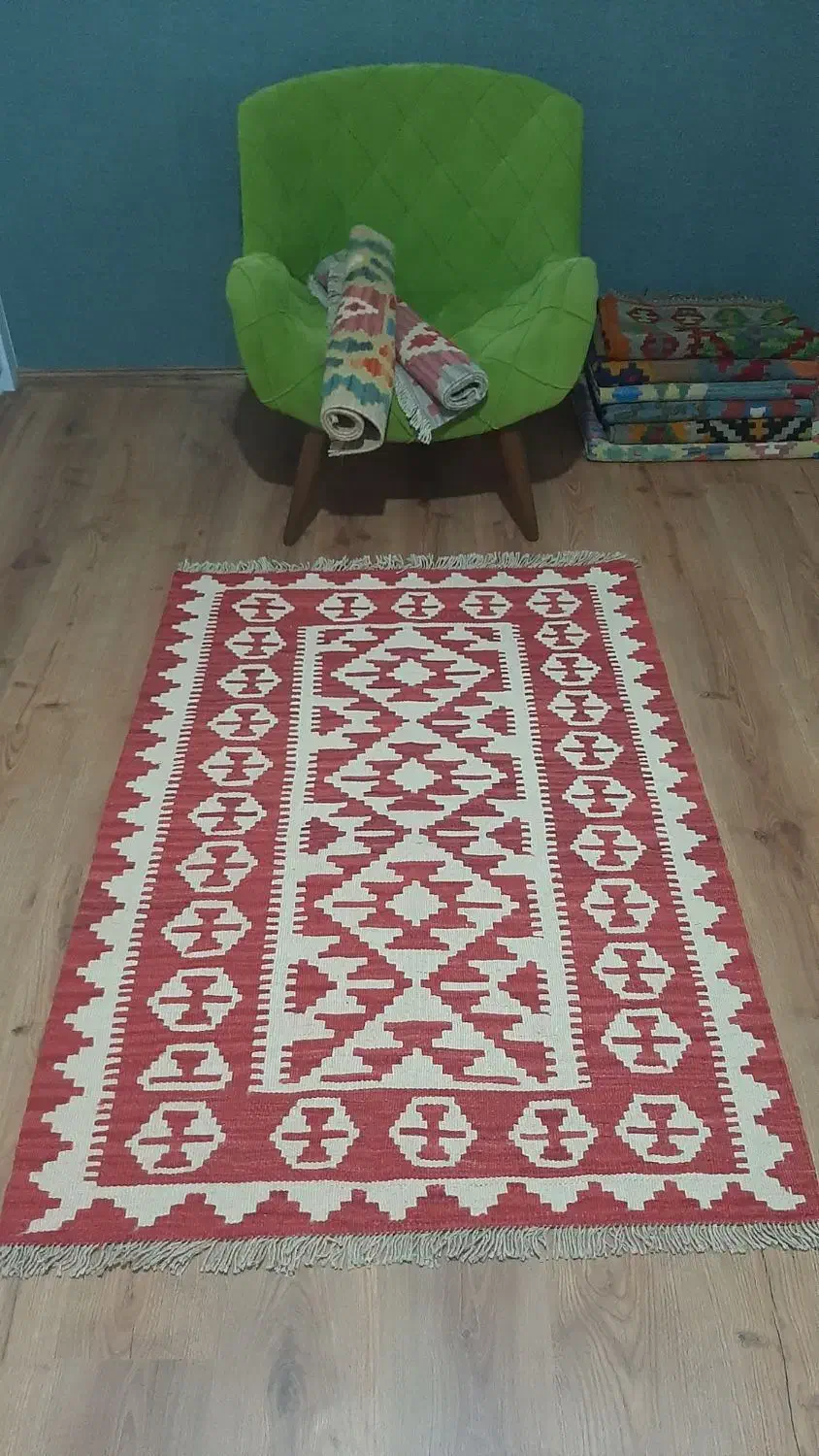 گلیم دستبافت دورنگ|گلیم، جاجیم، گبه|اردبیل, |دیوار