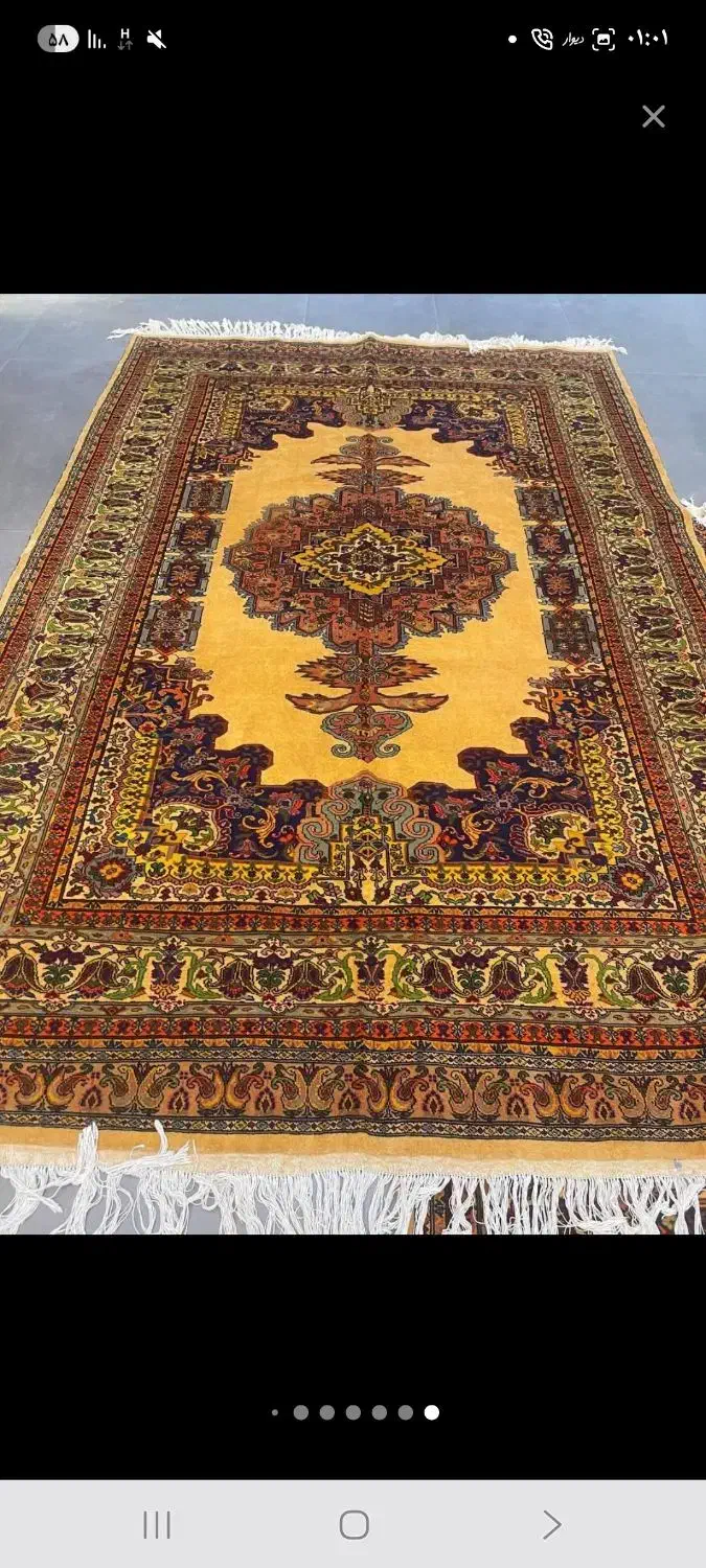 فرش دستباف (بساک) جفت ۶ م کف ساده لیمویی|فرش|مشکین‌دشت, |دیوار