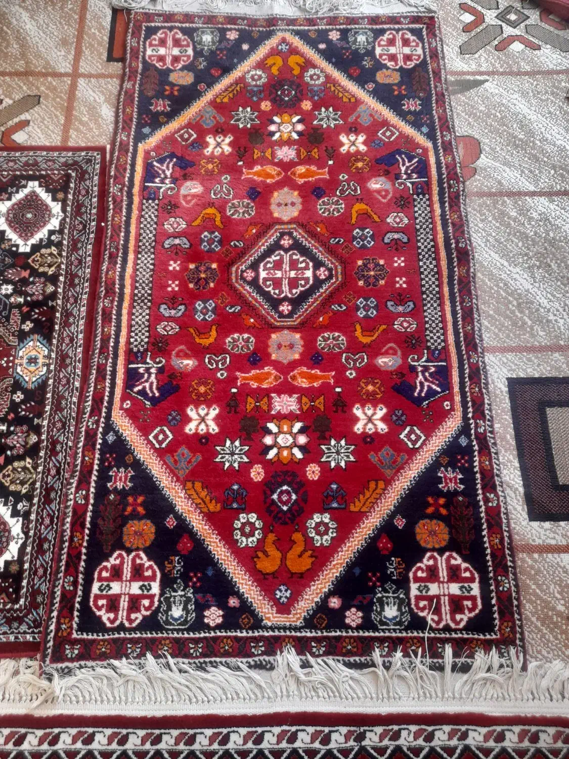 قالی دست باف|فرش|آباده, |دیوار