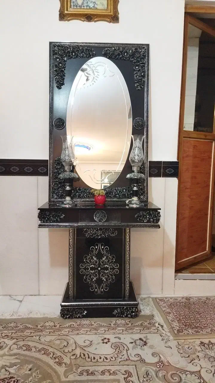 آینه و شمعدان کاملا سالم|صنایع دستی و سایر لوازم تزئینی|صحنه, |دیوار