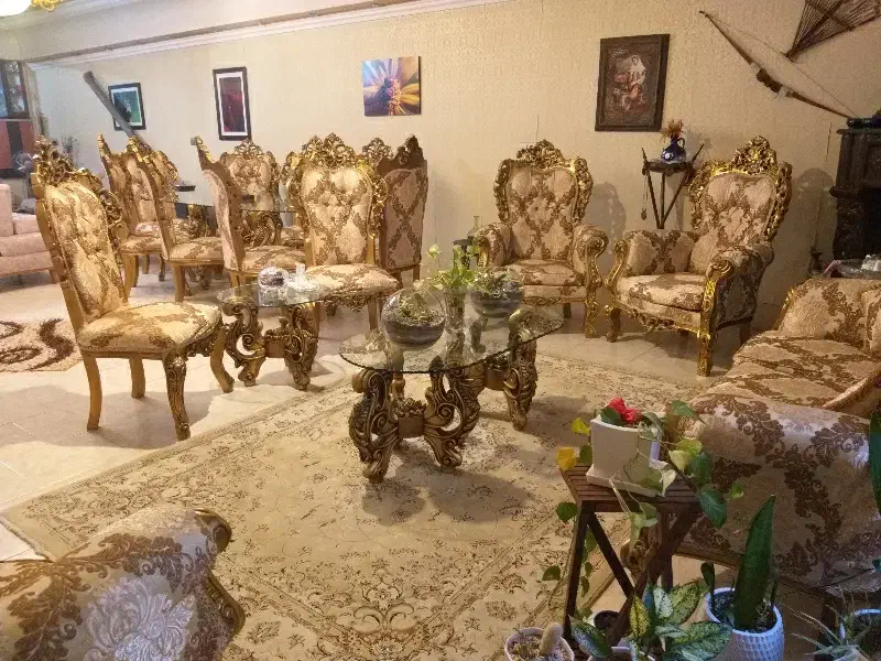 مبل استیل سلطنتی ۹ نفره  با ناهارخوری۷ نفره|مبلمان خانگی و میز عسلی|گرگان, |دیوار