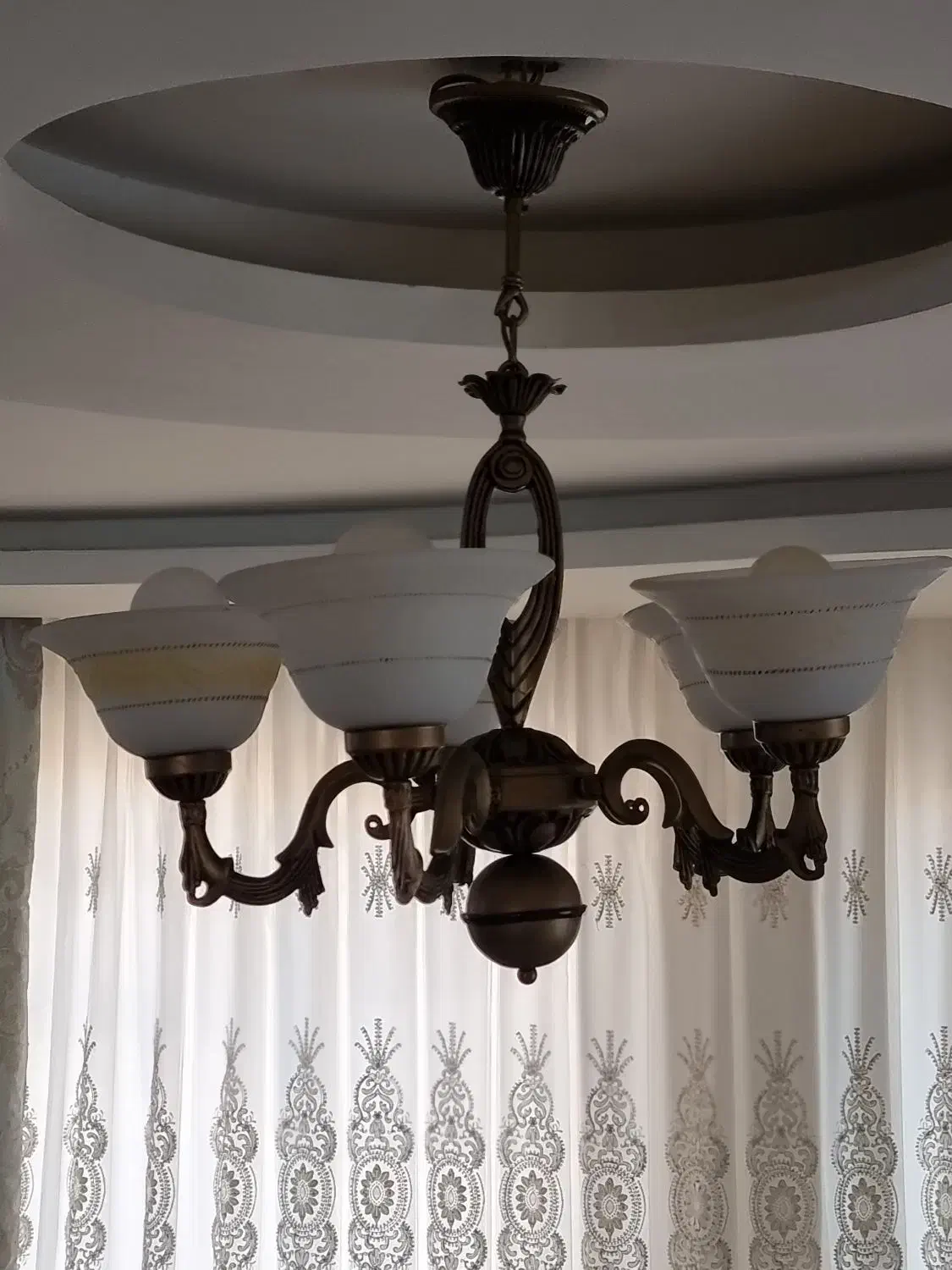 لوستر برنجی دو عدد|لوستر و چراغ آویز|بابل, |دیوار