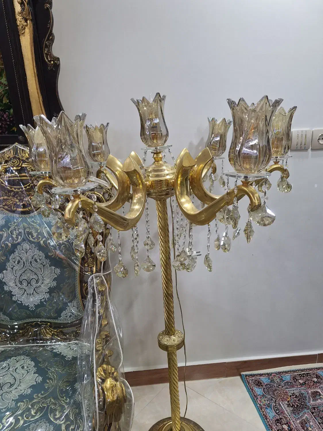 آباژور آبکاری شده پایه برنجی|چراغ خواب و آباژور|نسیم‌شهر, |دیوار