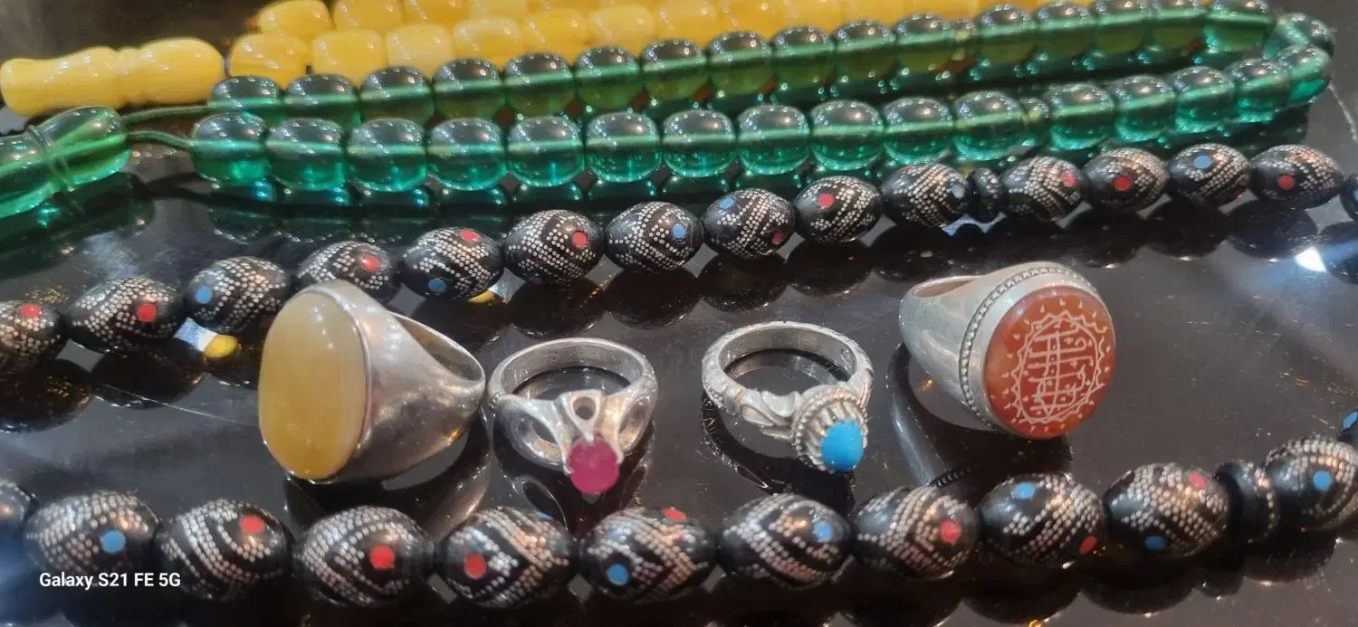 انگشتر یمنی کهنه فیروزه یاقوت تسبیح سندلوس و یسر|جواهرات|تهران, نیروی هوایی (پیروزی)|دیوار