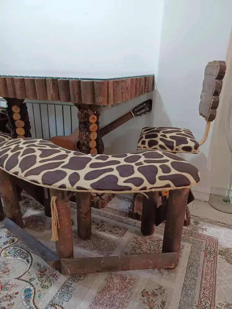 میز نهارخوری مدل چوبی روستیک طرح جنگلی ۶ نفره|میز و صندلی غذاخوری|تهران, مجیدیه|دیوار