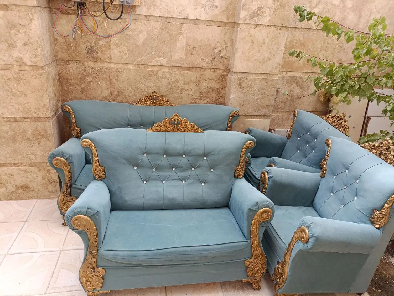 مبل هفت نفره سالم باجلومبلی کامل|مبلمان خانگی و میز عسلی|خلخال, |دیوار