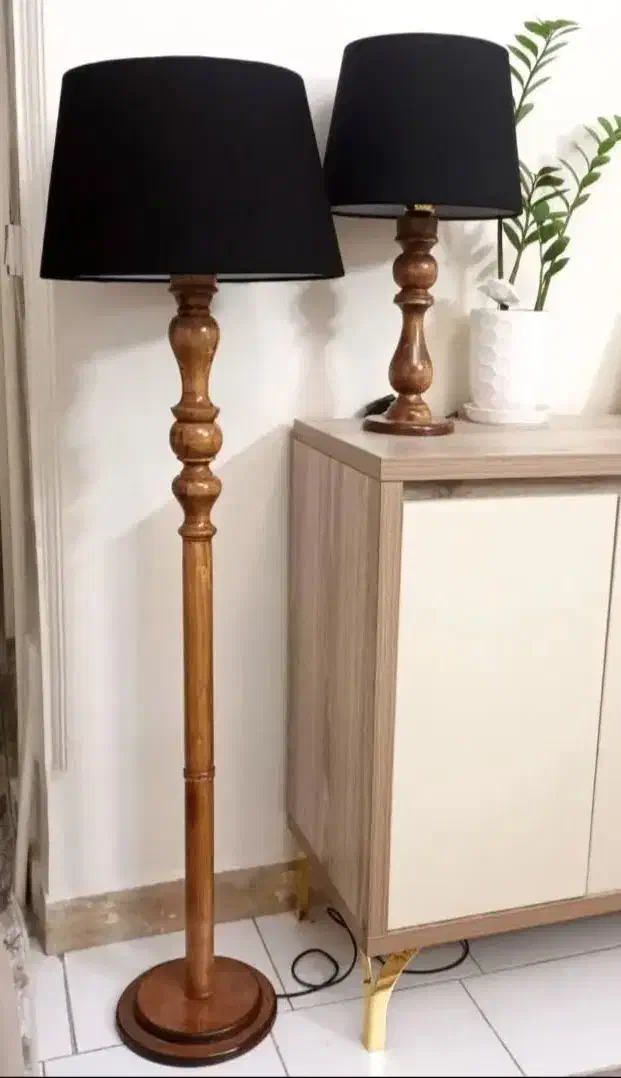 آباژور خراطی آباژور چوبی کنارسالنی خراطی چوبی|چراغ خواب و آباژور|آفتاب, |دیوار