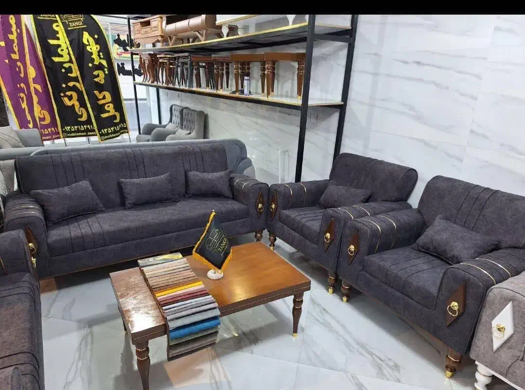 مبل. زر آبی کد 565|مبلمان خانگی و میز عسلی|پرند, فاز ۱|دیوار