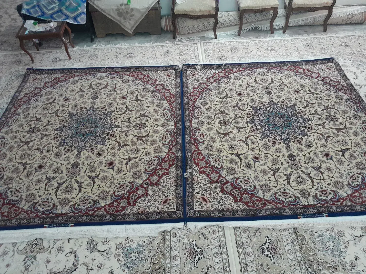 فرش دستباف  نقشه اصفهانی بافت اصفهان|فرش|اصفهان, جلالیه|دیوار