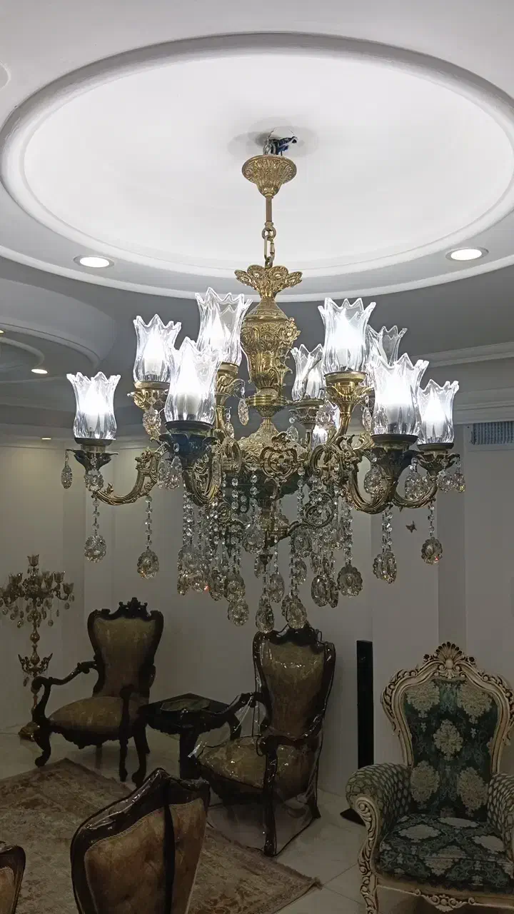 لوستر برنج|لوستر و چراغ آویز|رباطکریم, رباطکریم|دیوار