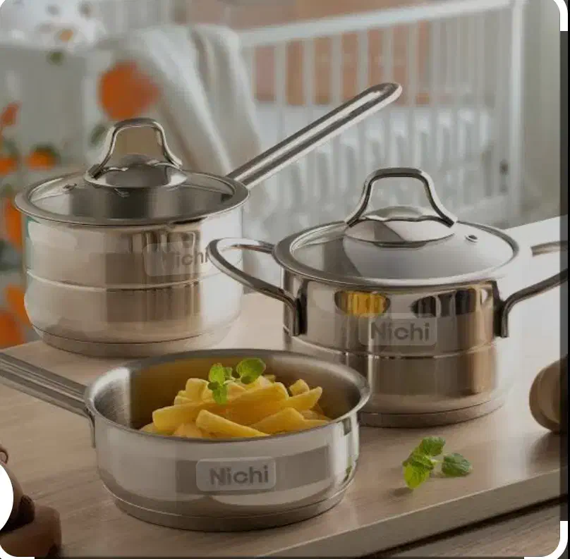 سرویس استیل ۵ پارچه قابلمه نوزادی نیچی|ظروف پخت‌وپز|کاشمر, |دیوار