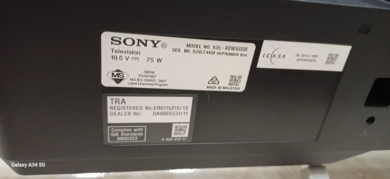 ال ای دی سونی 48مالزی اصل|تلویزیون و پروژکتور|شیراز, لاله|دیوار