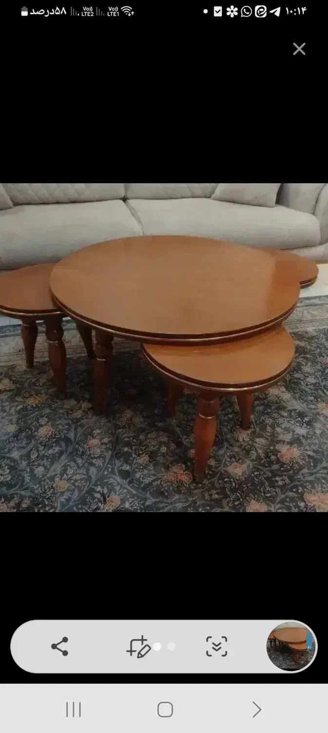 جلو مبلی میز گرد و۳ عسلی چوب راش|مبلمان خانگی و میز عسلی|تهران, حافظیه|دیوار