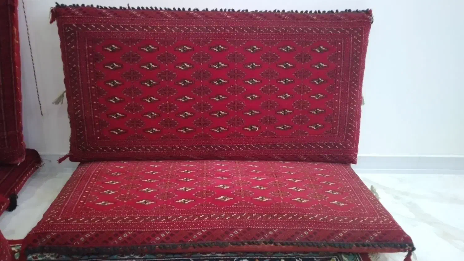 دوجفت پشتی دستباف ترکمنی|پشتی|گنبد کاووس, |دیوار