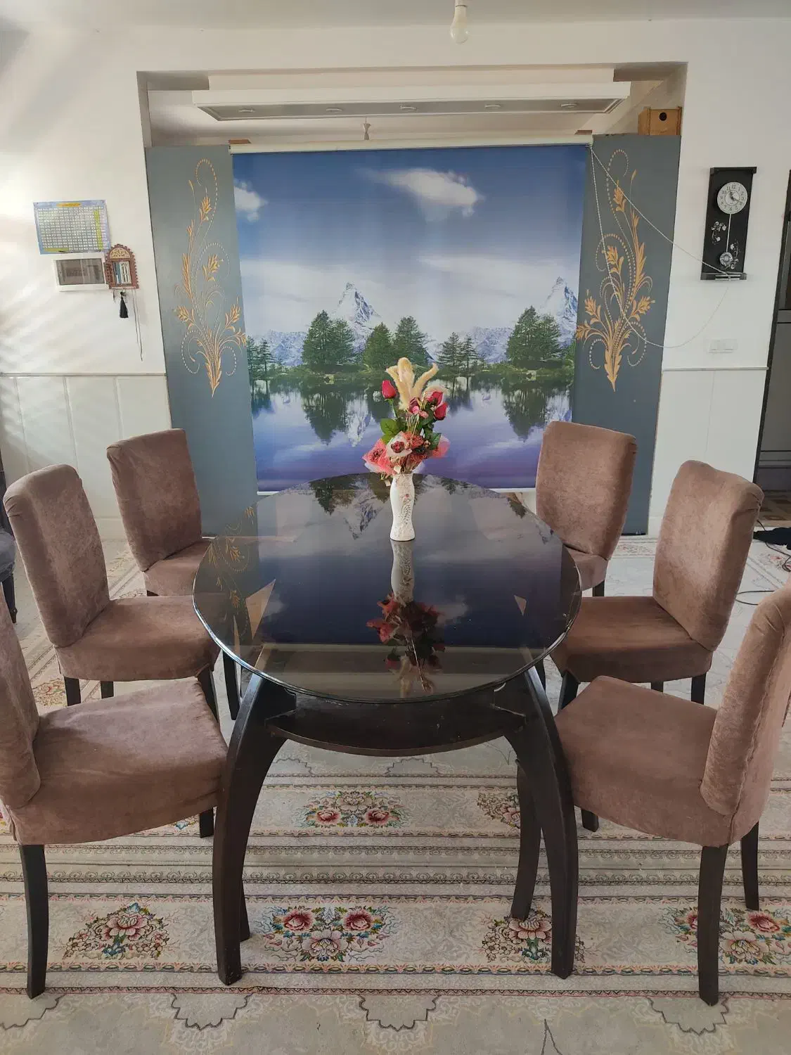 میز غذا خوری شش نفره|میز و صندلی غذاخوری|کهک, |دیوار