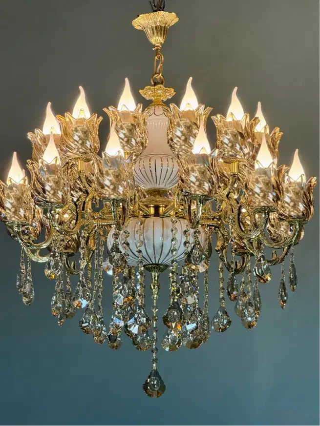 لوستر شامپاینی بیست شعله/تعویض لوستر کهنه با نو|لوستر و چراغ آویز|تهران, نعمت‌آباد|دیوار