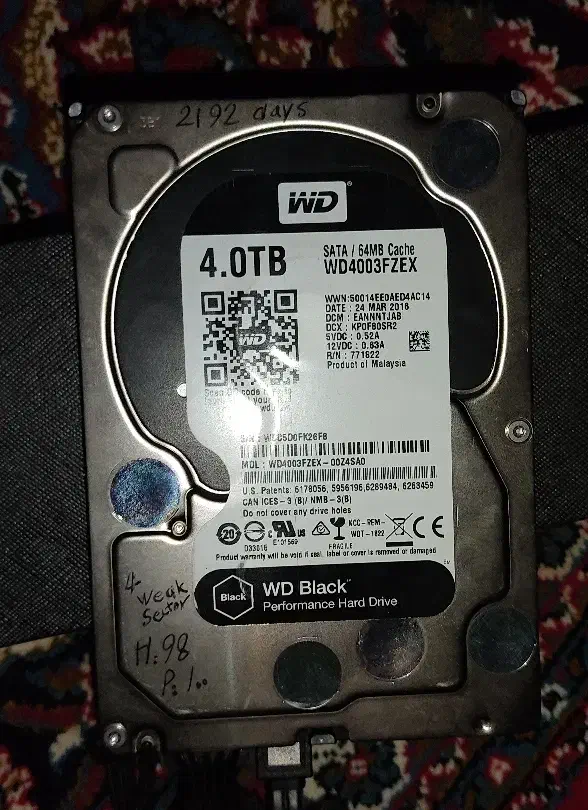 هارد دیسک وسترن دیجیتال ۴ ترابایت بلک|قطعات و لوازم جانبی رایانه|اردبیل, |دیوار