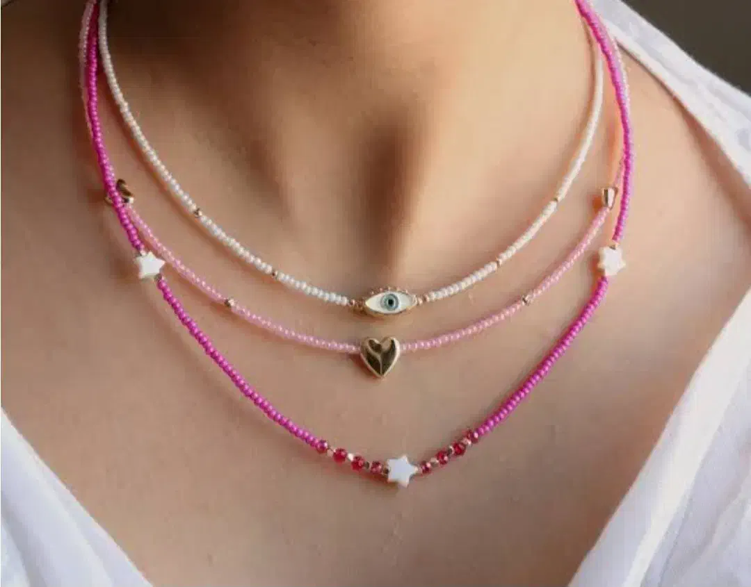 دستبند گردنبند با مروارید و منجوق|بدلیجات|خرم‌آباد, |دیوار