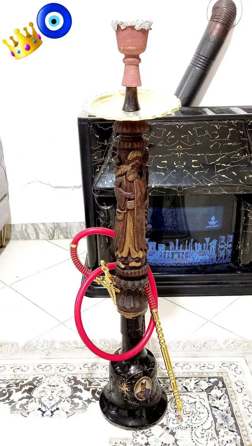 قلیان رخ درویش کار دست گردو    *دوسیب کهنه*|کلکسیون اشیاء عتیقه|تهران, شهرک استقلال|دیوار