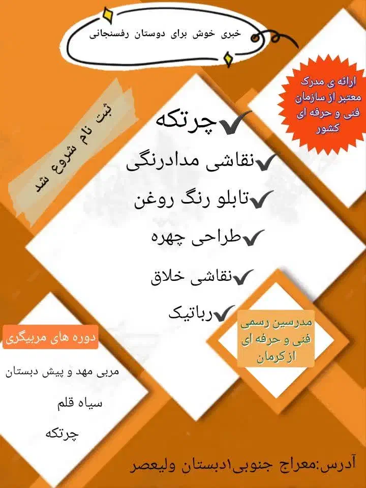 کلاس نقاشی،طراحی چهره،چرتکه|خدمات آموزشی|رفسنجان, |دیوار