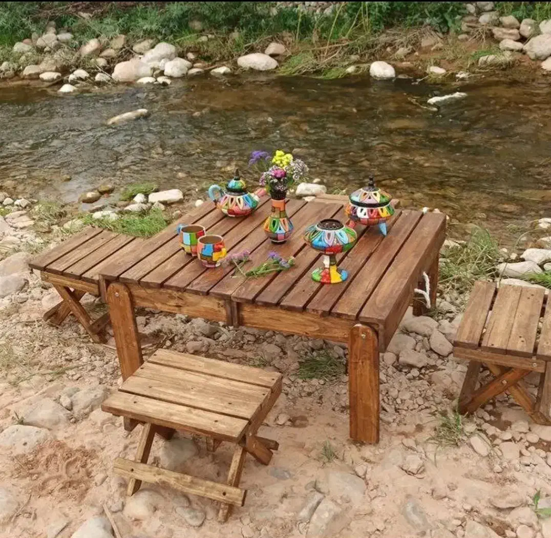 میز و صندلی تاشو چمدانی ۴ نفره چوبی|کوهنوردی و کمپینگ|فولادشهر, C1|دیوار