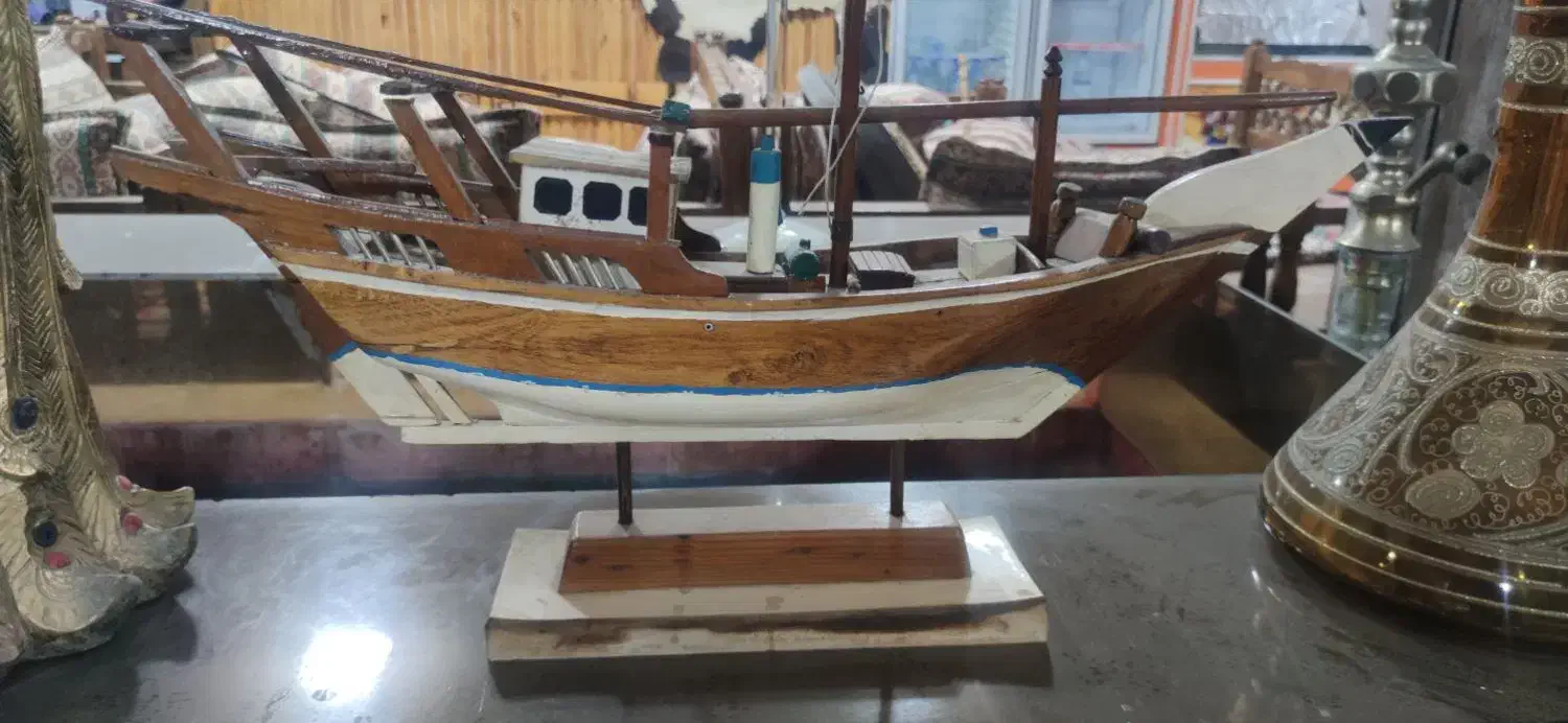 لنج چوبی دست ساز تزیینی چهار عدد|صنایع دستی و سایر لوازم تزئینی|خارک, |دیوار