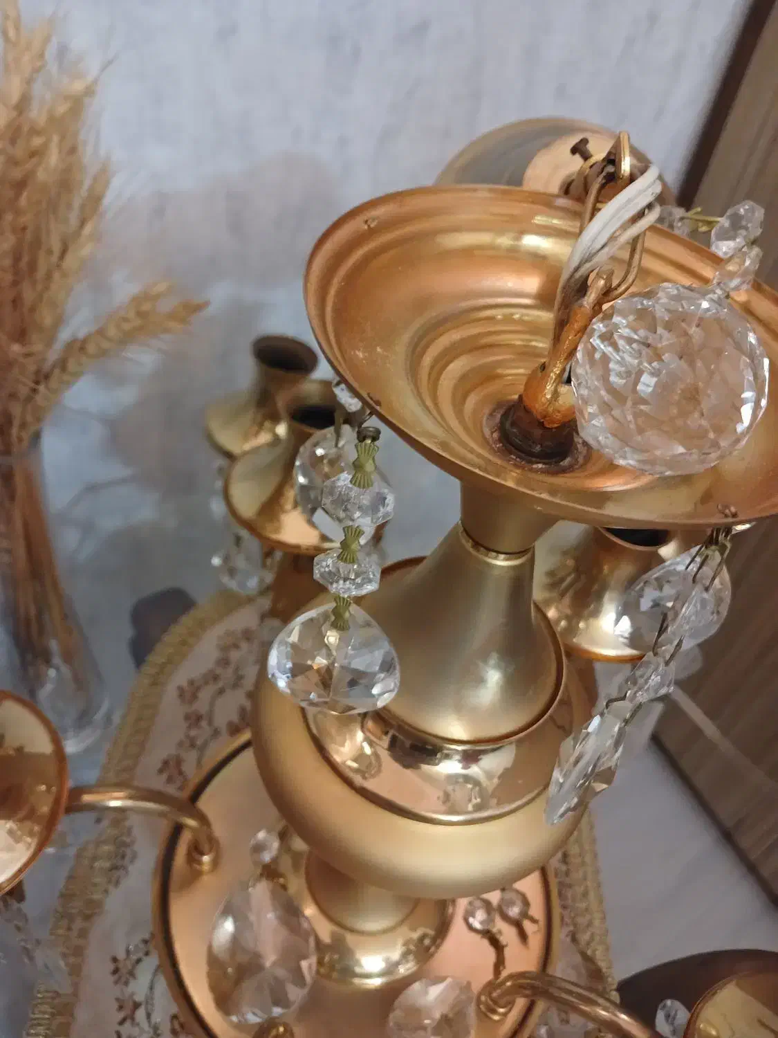 لوستر نورسازان  ۵شاخه ۱۰ شعله سالم دو عدد|لوستر و چراغ آویز|تبریز, |دیوار